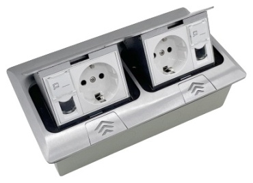 Shelbi STF-6M-S Встраиваемый лючок на 2 розетки, 2x RJ45