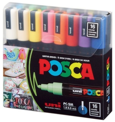 Маркер POSCA D-4236, 16 шт, 1.8 мм, mix