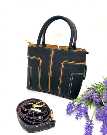 Сумка тоут Leather натуральная кожа черный, коричневый