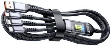 Кабель USB 2.0 (F), USB TypeC (M), micro-USB 2.0 (M), Lightning (M), 1.2 м, черный