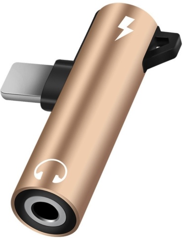 Переходник SkyDolphin 3.5 мм jack (F), Lightning (F), Lightning (M), , AU04 золотистый