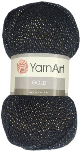 Моток YarnArt Gold 9004 черный с золотым люрексом 400 м 100 г