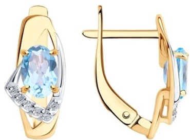 Серьги Diamant EAR-DI-585-289196 вес 2.33 г золото, топаз