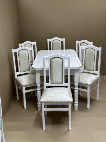 Комплект 124214570, стол 120х70 см + 6 стульев, белый