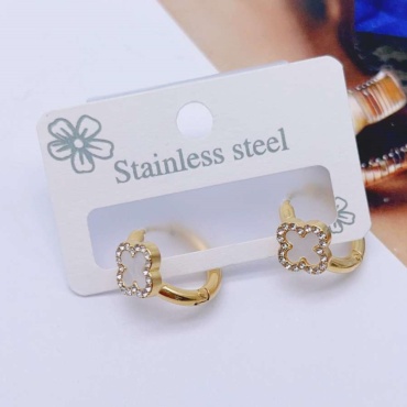 Серьги Stainless Steel бижутерный сплав, ювелирный сплав, медицинское золото, кристалл