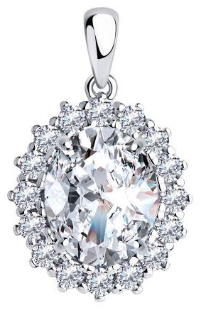 Подвеска Diamant 94-130-00646-1_skazka_2 вес 3.74 г серебро, фианит