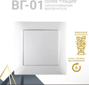 Выключатель клавишный Заря ВГ-01, белый
