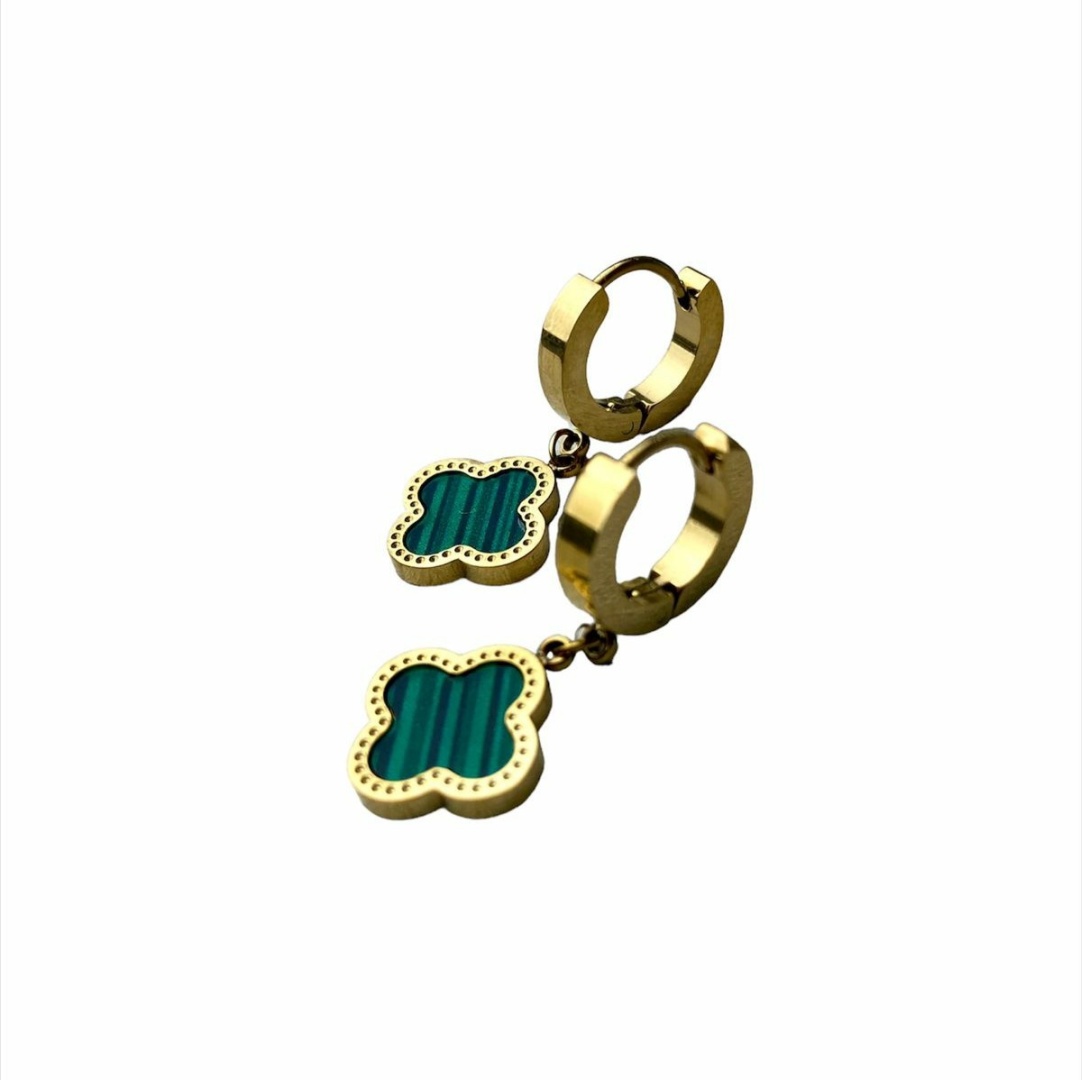 Серьги IDEAL GOLD N бижутерный сплав, малахит
