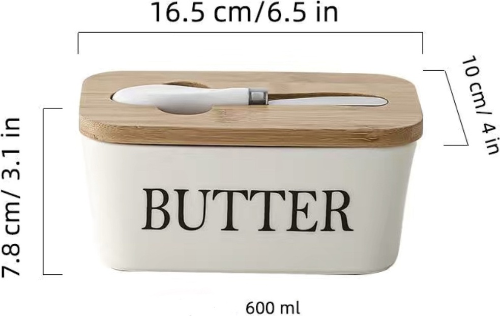 Масленка 468983 прямоугольная 1 шт, дерево, стекло