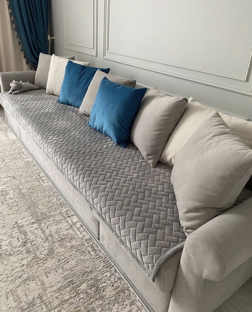 Makhome дивандек для дивана Елочка01 серый 90x300 см