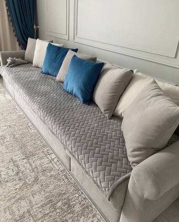Makhome дивандек для дивана Елочка01 серый 90x300 см