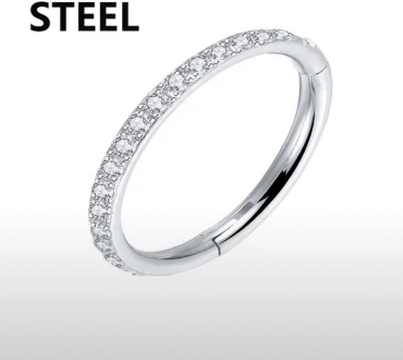 Кольцо титановый сплав, кристаллы Swarovski, 1,2*8 mm мм