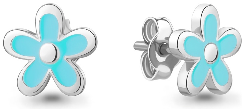 Серьги AQUAMARINE 34117 вес 1.1 г серебро, эмаль