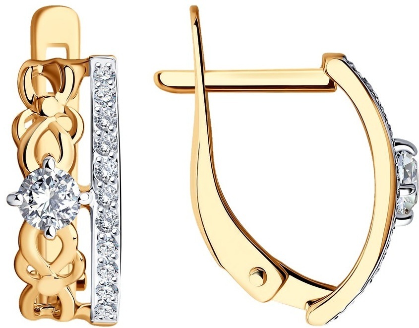 Серьги SOKOLOV EAR-SO-585-943637 вес 1.74 г золото, фианит