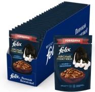 Felix Мясные ломтики кусочки в соусе говядина 75 г 26 шт