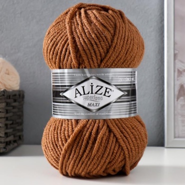 Моток Alize Пряжа "Superlana Maxi" 75% акрил, 25% шерсть 100м/100гр (466) 7390656,7390656 коричневый 100 м 100 г