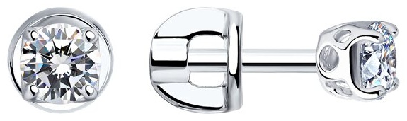 Пусеты SOKOLOV 94025226_1,23 вес 1.23 г серебро, фианит