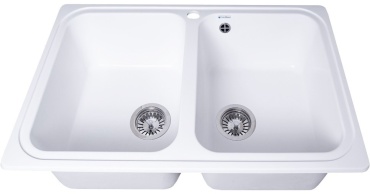 Кухонная мойка GranAlliance G-53 79х50х22 см, искусственный камень, тон белый