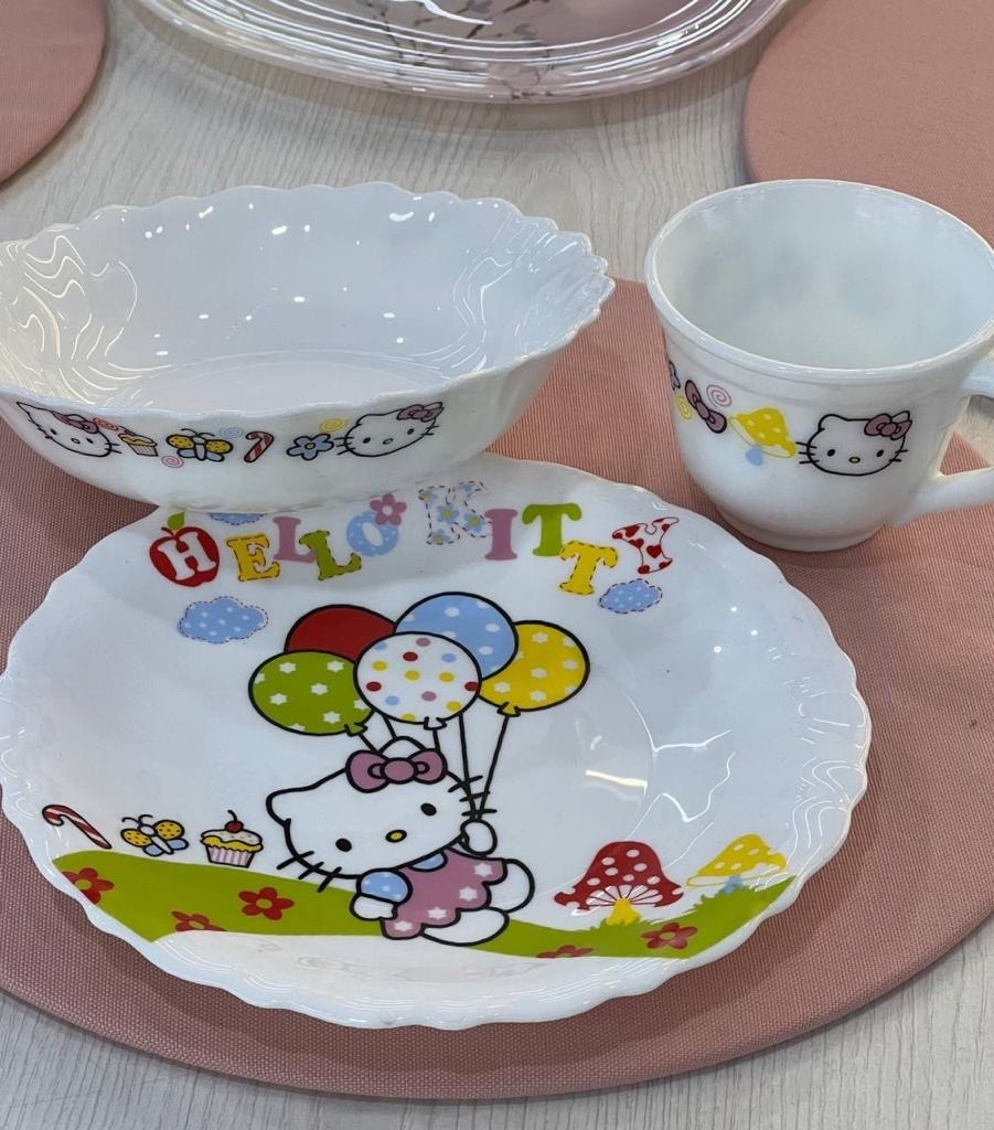 Сервиз на 1 персону Pars Opal Hello Kitty, предметов: 3, детский, стеклокерамика