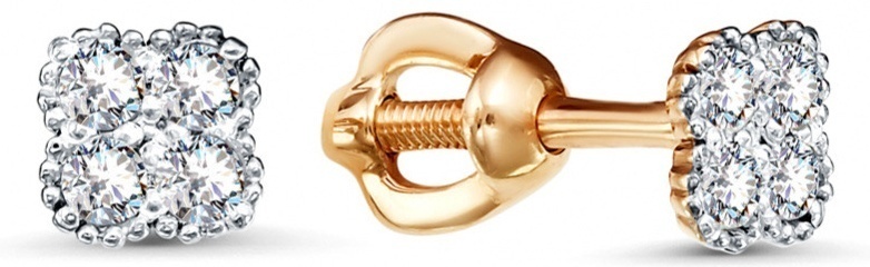 Пусеты ORTA GOLD ZHGOG407089 вес 0.89 г золото, фианит
