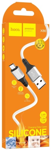 Кабель Hoco USB 2.0 (M), micro-USB 2.0 (M), 1 м, X86 белый