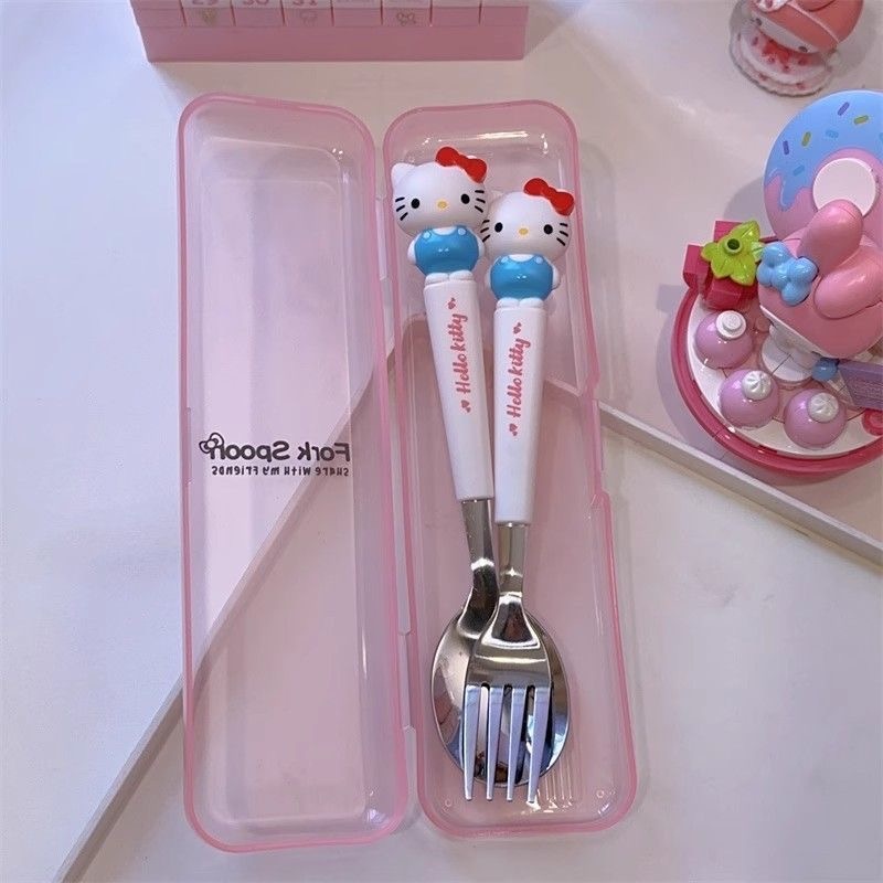Набор столовых приборов 2 шт, белый Hello kitty