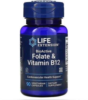 Life Extension Биоактивные фолат и Витамин B12 №90