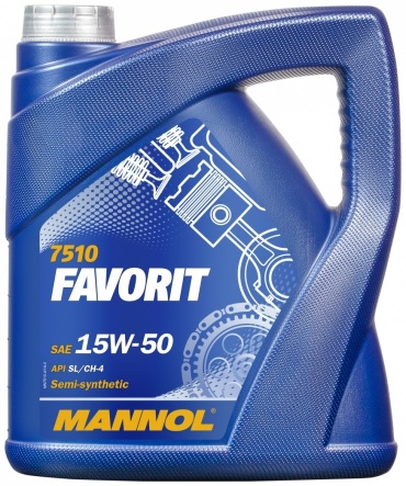 Полусинтетическое Mannol 7510 Favorit 15W-50 4 л