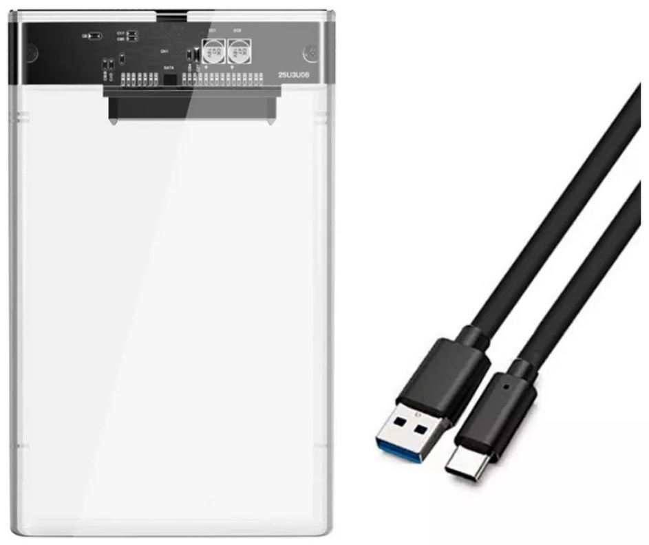 Внешний бокс Sata USB-C, прозрачный