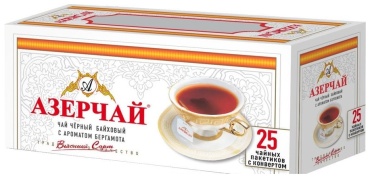 Чай Азерчай черный байховый с бергамотом гранулированный 25 пакетиков