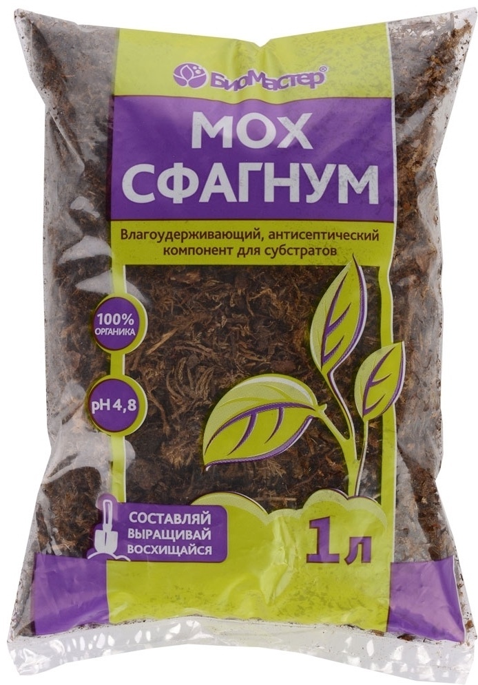 БиоМастер порошок Мох Сфагнум 1 л кг