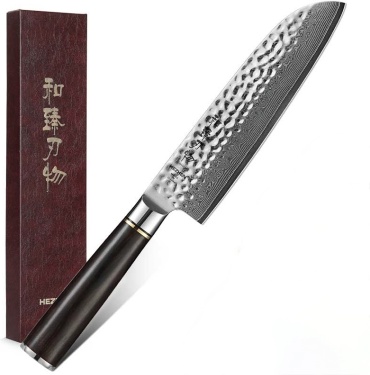 Нож сантоку HezHen B1Z-RS, лезвие: дамасская сталь 1 шт