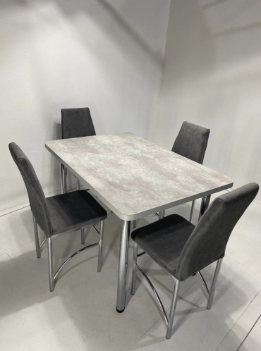 Комплект MEBEL STYLE GROUP 183254284, стол 120х80 см + 4 стула, серый