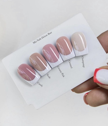 Mia базовое покрытие Deluxe base candy, nude, creamy pink, caramel, champagne камуфлирующее 15 мл