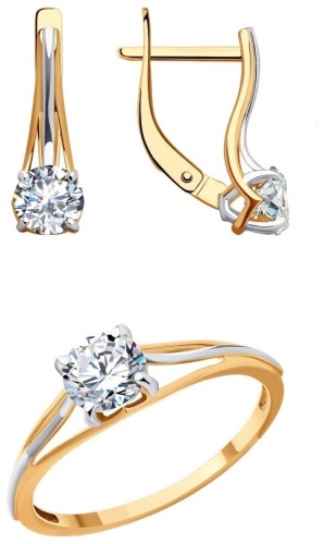 Diamant SET-51-110-01852-1_17/51-120-01852-1 вес 4.37 г золото, фианит