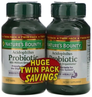 Nature's Bounty Acidophilus Probiotic, Twin Pack 100 таблеток