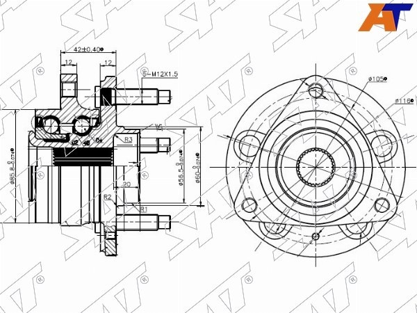 SAT подшипник ступицы ST13502828