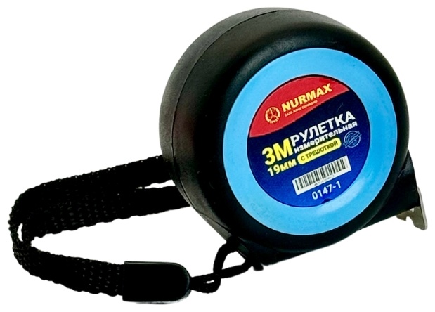 Nurmax рулетка строительная, бытовая 0147-1, 3 м х 19 мм
