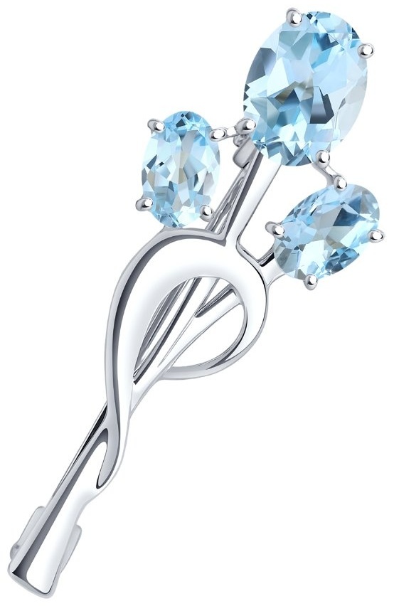 Брошь Diamant 94-340-01165-1 вес 2.44 г серебро, топаз