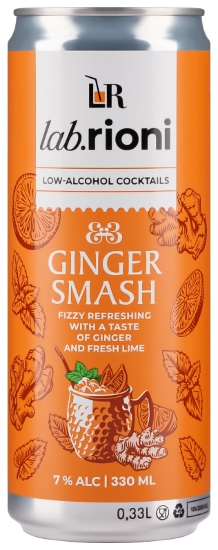 Lab.rioni Ginger Smash коктейль газированный цитрусовый 7% 0.33 л