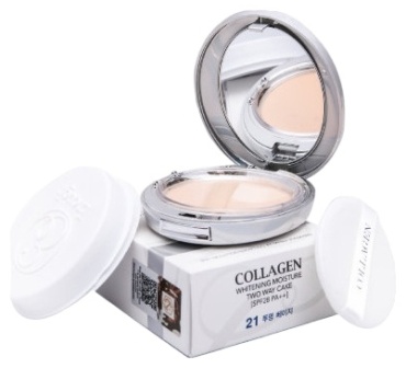 Пудра ENOUGH Collagen Whitening Moisture Two Way Cake SPF28 сухая 21 бежевый