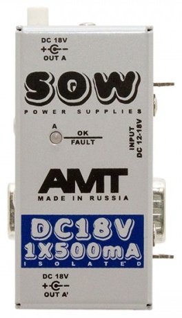 Блок питания AMT для электрогитары, для бас-гитары SOW PS DC-18V 1x500mA