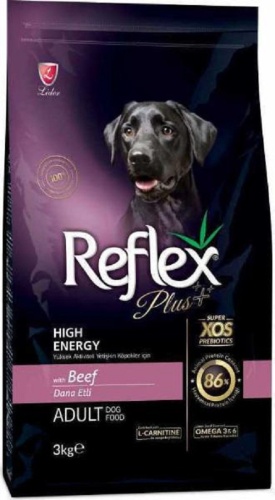 Reflex Plus High Energy Говядина для активных взрослых всех пород 3 кг