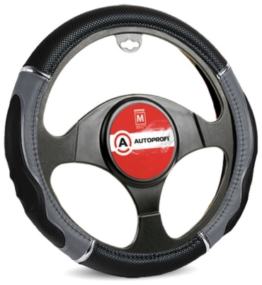 AUTOPROFI оплетка на руль GL-1020 BK/GY M черный, серый