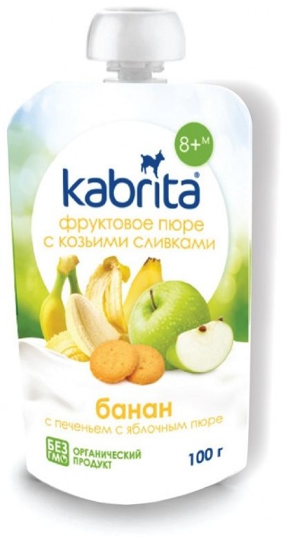 КАБРИТА ПЮРЕ ФРУКТ КОЗ.СЛИВ БАНАН/ПЕЧЕН/ЯБЛ 8 мес+ 100г