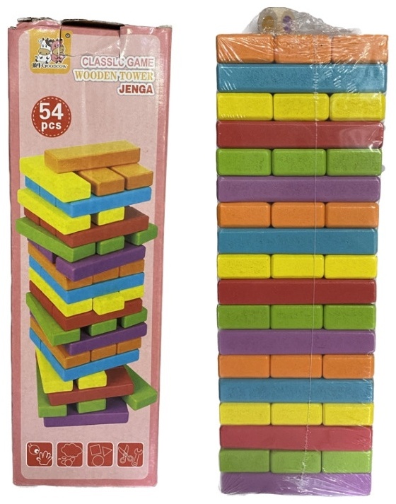 Купить Настольная игра Дженга разноцветная 54 фигуры в Алматы – Магазин ...