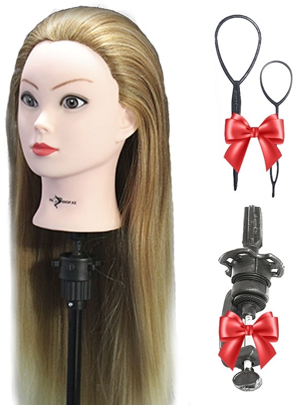Манекен учебный для парикмахеров Mgshop.Kz женский, волосы искусственные коричневый омбре, 65 см