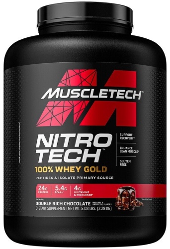 MuscleTech Nitro Tech 100% Whey Gold Двойной шоколад 2280 г