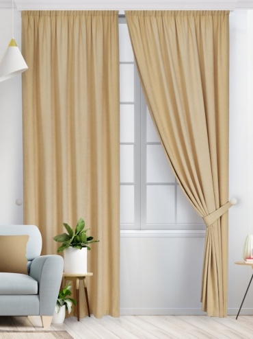 Портьеры LUXOR Textile 200x290 см 2 шт, петек, бежевый, золотистый