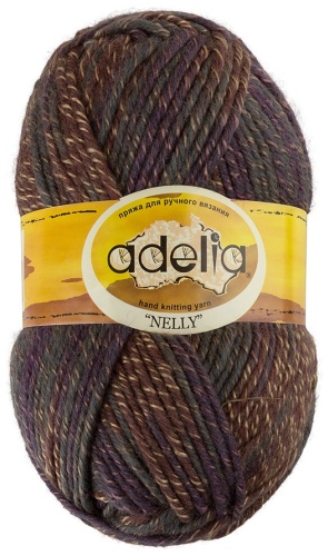 Моток Adelia NELLY22 коричневый-темно-фиолетовый-темно-зеленый 100 м 100 г